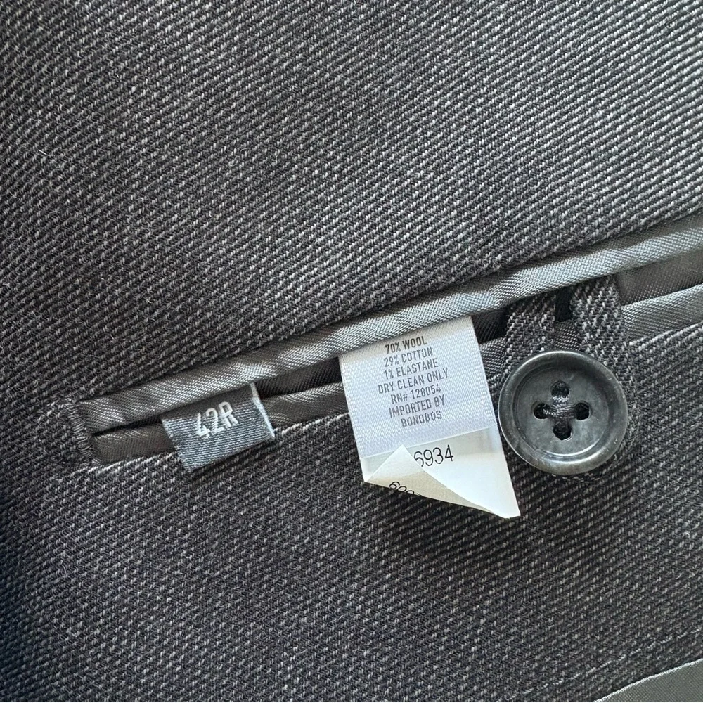 BONOBOS Jetsetter Stretch Italian Wool Charcoal Gray Blazer Jacket EUC Size 42R
